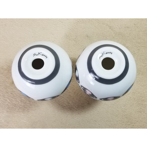 Candle Holder Candlestick McKinney 4 1/2" Porcelain Native American Design x2 - Picture 8 of 12